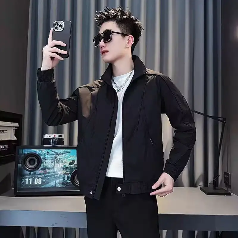 2025年春秋新作 メンズ高級スタンドカラーカジュアルジャケット クールブランド 上質感 ワークウェア風 長袖コート