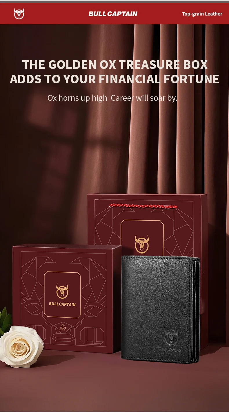 BULLCAPTAIN Bifold-Geldbörse aus echtem Leder mit großem Fassungsvermögen, Kreditkartenetui für Herren mit 15 Kartenfächern, RFID-Geldbörse – Detail 2