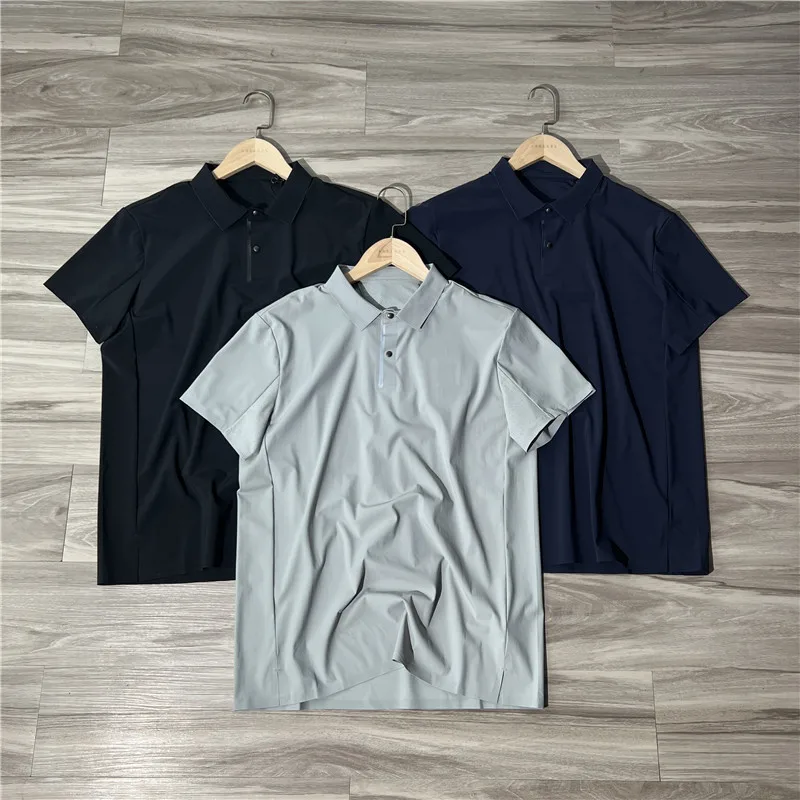 

Повседневная футболка из ледяного шелка с лазерной перфорацией, быстросохнущая, дышащая, с отложным воротником, индивидуальный крой