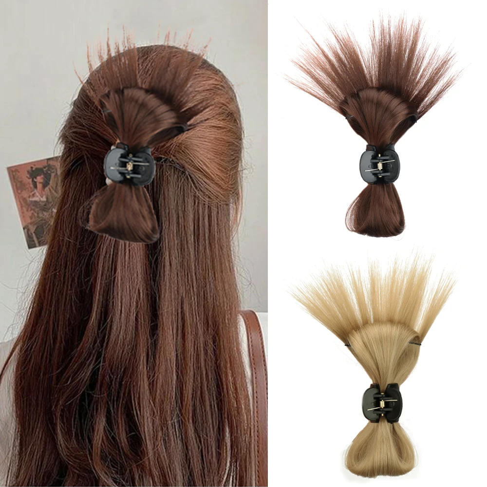 MERISIHAIR Half-tie Hair Claw Clip Feather Shuttlecock Hair Extensions Messy Hair Bun Crab Clip High Ponytail Hair Accessories