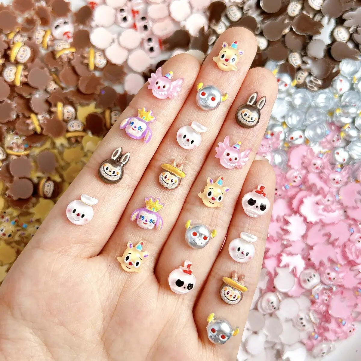 

30 шт., креативные причудливые украшения для ногтей из смолы с черепом инопланетянина, каваи, кошка, кролик, голова животного, украшения для дизайна ногтей для DIY, принадлежности для ногтей