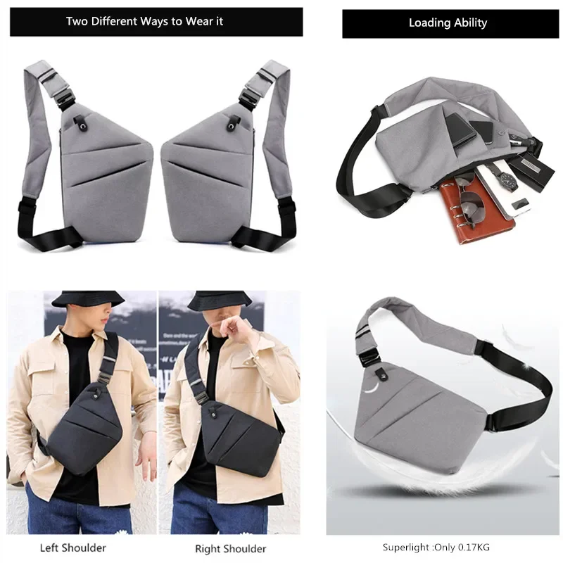 Men Ultra Thin Anti-theft Small Chest Bag Mini Cross Body Bags Male One Shoulder Sling Bag for Travel Boy Sports Bag