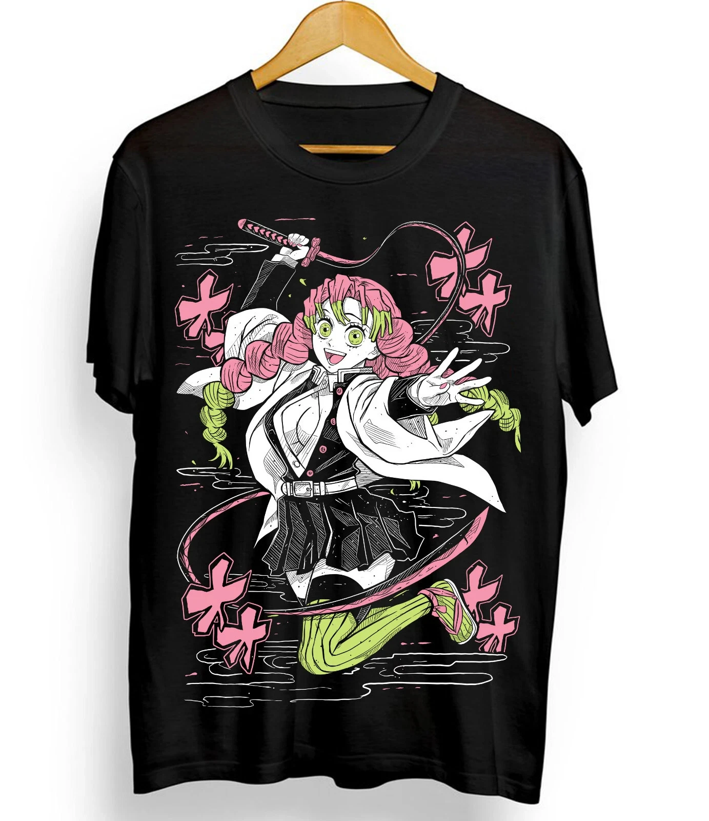 Mitsuri T-Shirt Demon Slayer Waifu Kawaii Anime Japanischer Manga Otaku Alle Größen Sommer Atmungsaktives T-Shirt-Oberteil für Herren und Damen