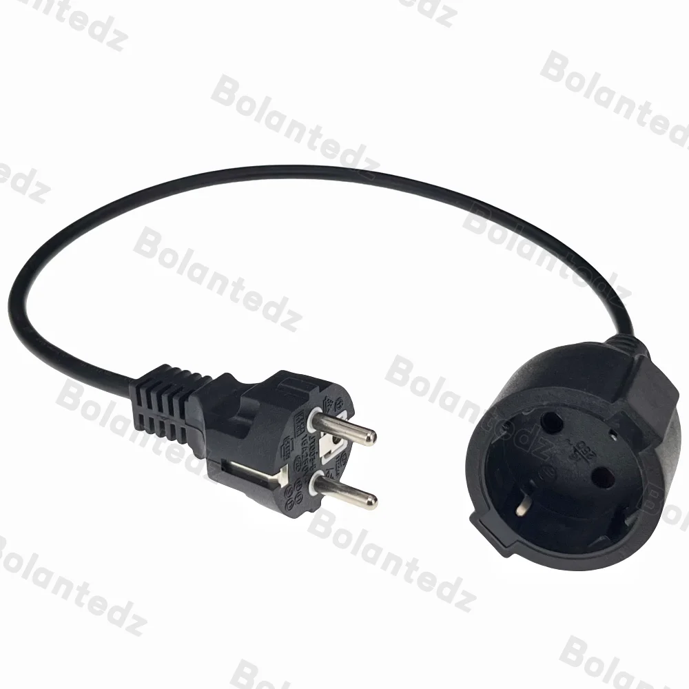 Bolantedz 16A 250V Copper 0.5M EU 4.8MM German France Belgium Spain Netherlands Korea 4.8MM Male To Female Extension Power Cable