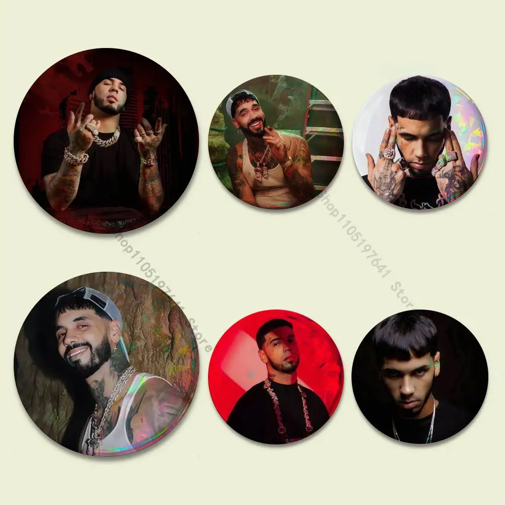 

A-Anuel AA Rapper Badges Button Round Creative Pin Brooch Badge Bag Decor Fans Collect Friends Gifts