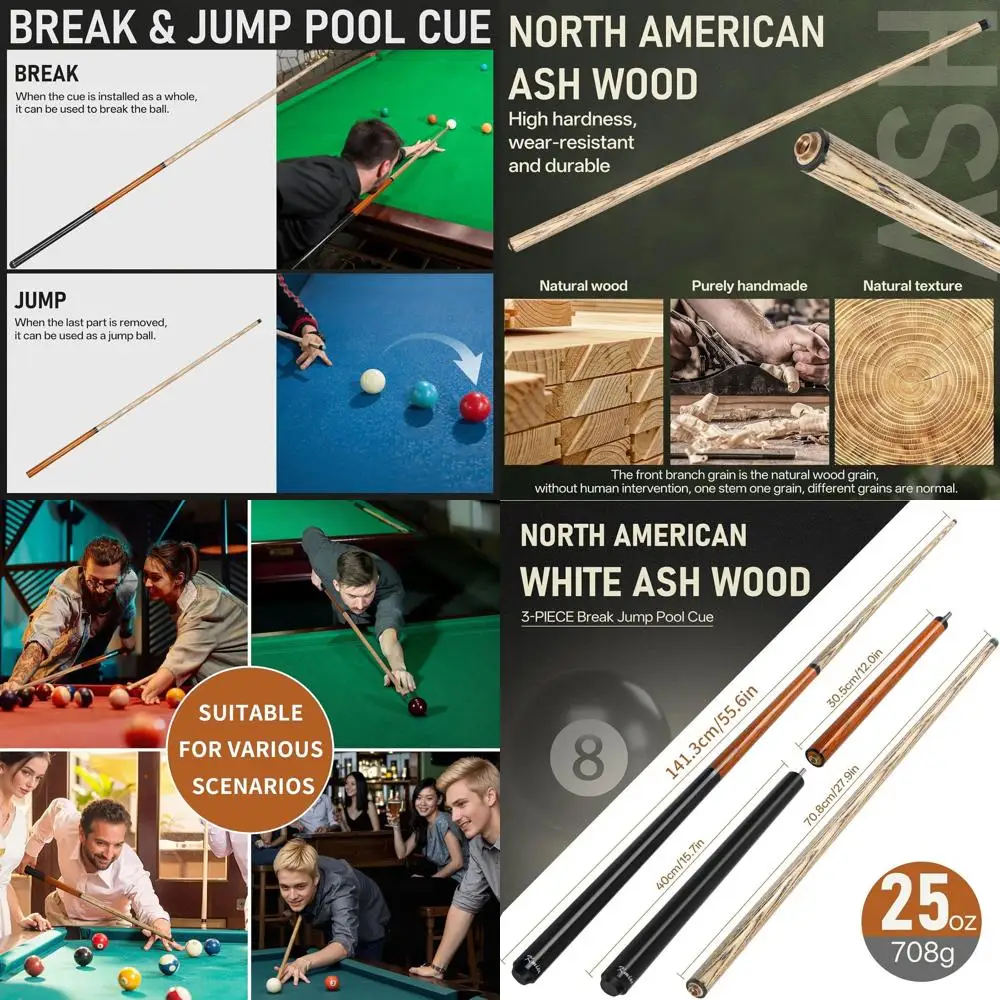 

Powerful Jump & Break Pool Cue - 21oz to 28oz, Pro Breg Tip for Explosive Breaks and High Jumps
