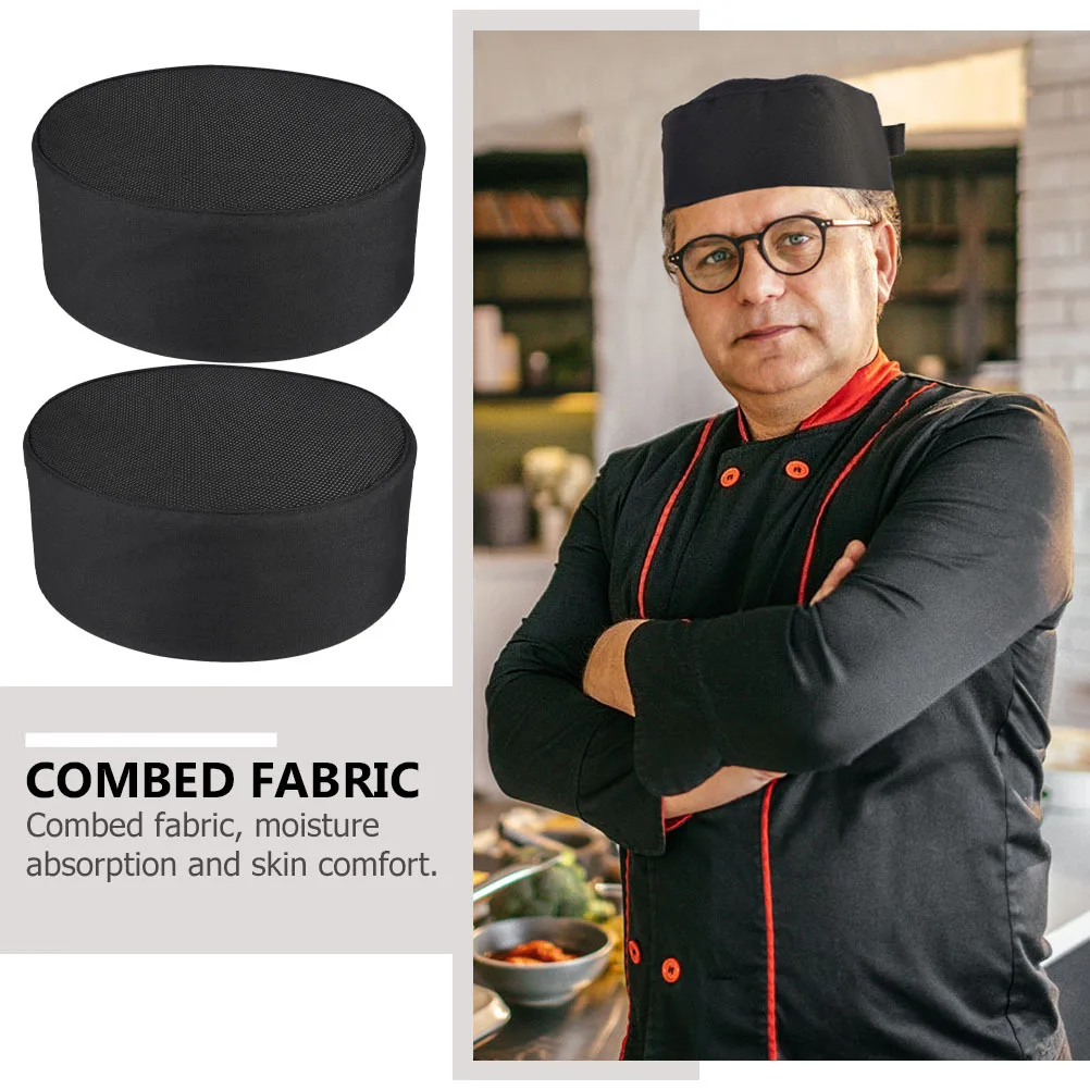 

2Pcs Chef Caps Black Breathable Adjustable Kitchen Hats Durable Catering Work Hats for Men Chef Caps Breathable Protective Hat