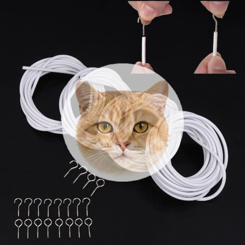 Popular 1 Set White PVC Steel Curtain Track Wire 2/3/5/6 Meters Curtain Spring Rope With Hooks Eyes Wall Hanging Line