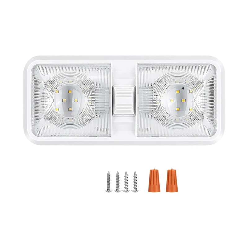

RV Lights Interior 12V Led 8W Ceiling Double Dome Light 600 Lumen Brightness Light Fixture For RV Trailer Boat Car