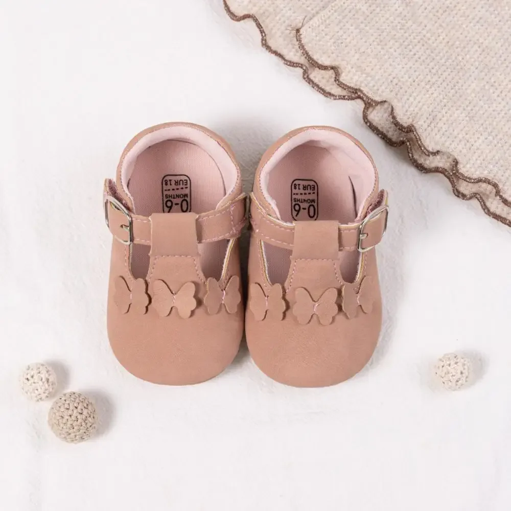 Meckior Anti Slip Baby Shoes Solid Color Shallow Mouth Baby Princess Shoes Soft Rubber Sole Breathable Kids Toddler Shoes