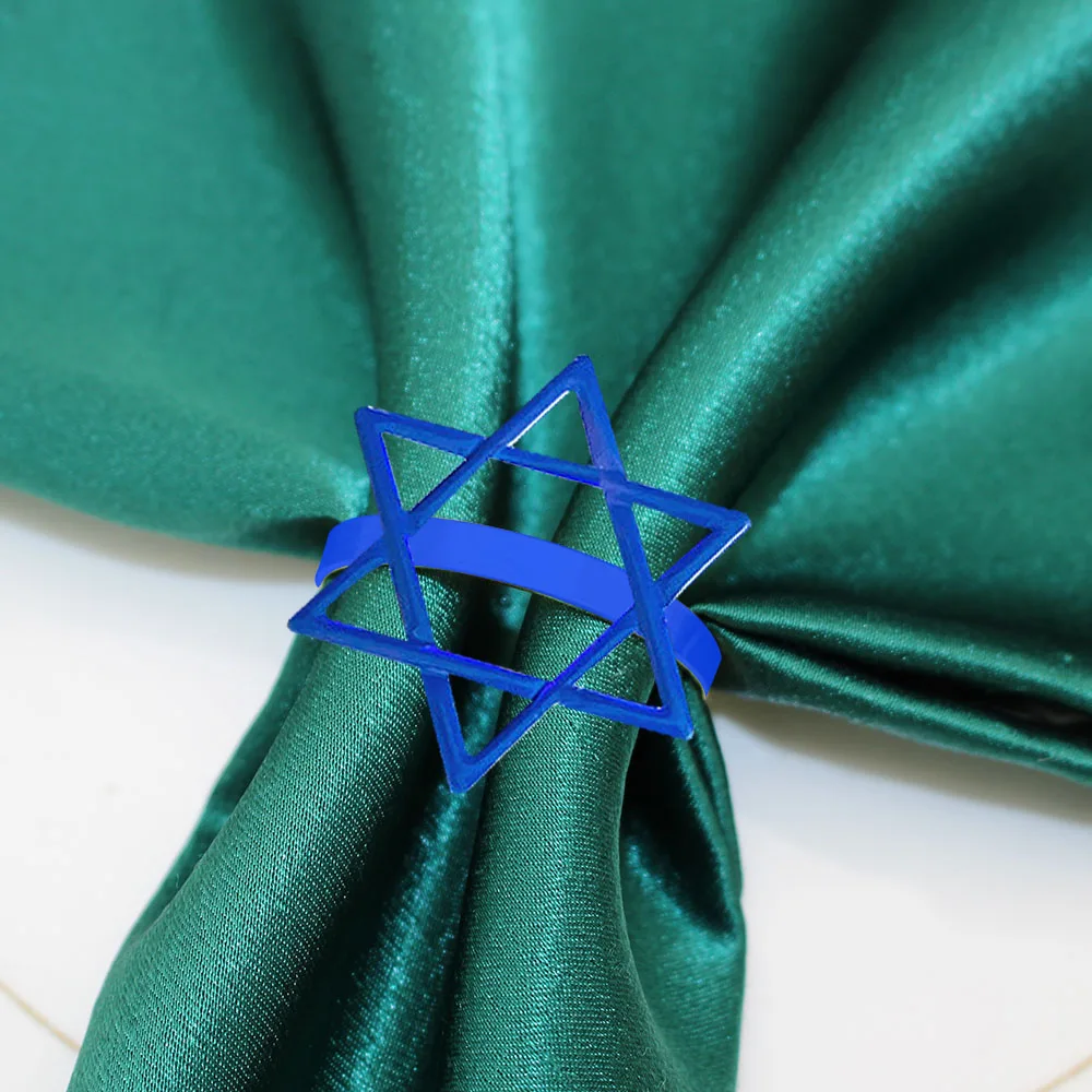 100Pcs Hanukkah Napkin Rings Star Jewish Candle Napkin Holder Menorah Napkin Buckle Charm Factory Price Napkin Ring Dropshipping