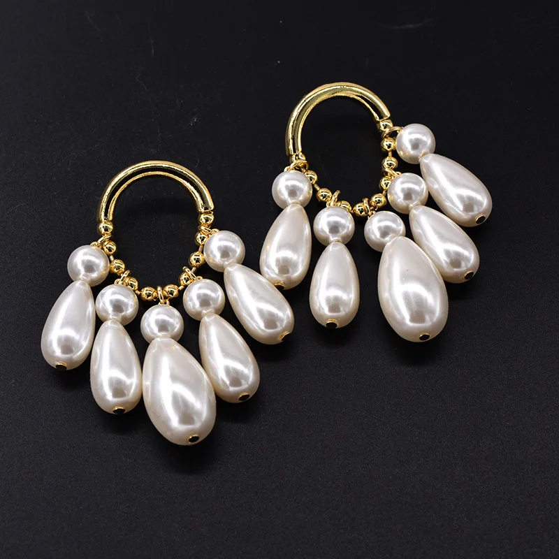 long hanging stainless steel Hoops women pearl earrings women's trend jewelry 2022 Unusual earrings earrings korean style