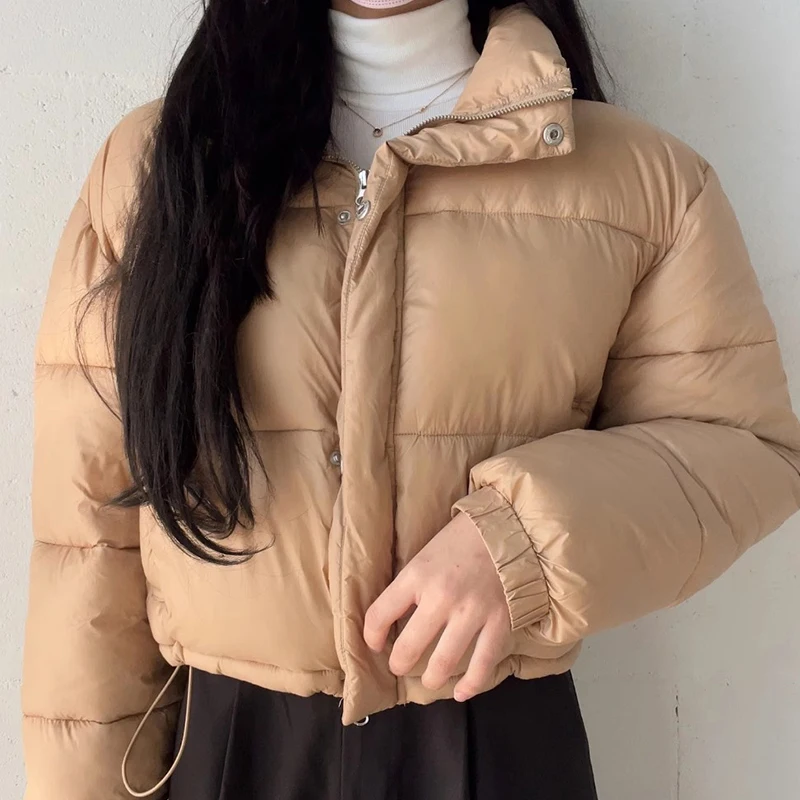 Gagarich Fashion Korean Chic Winter Retro Niche Stand Up Collar Versatile Thick Short Small Bread Jacket Down Women Parkas