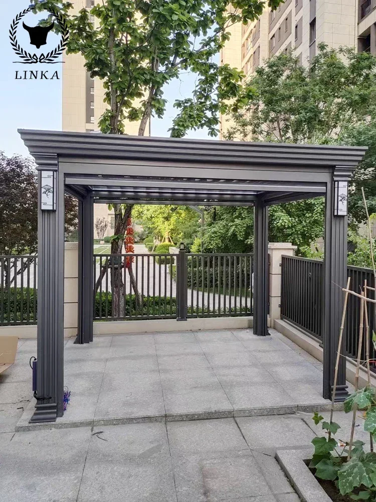 

Outdoor Factory Supplying Modern New Design Aluminium Gazebos Pergola with led light custom aluminium pergola