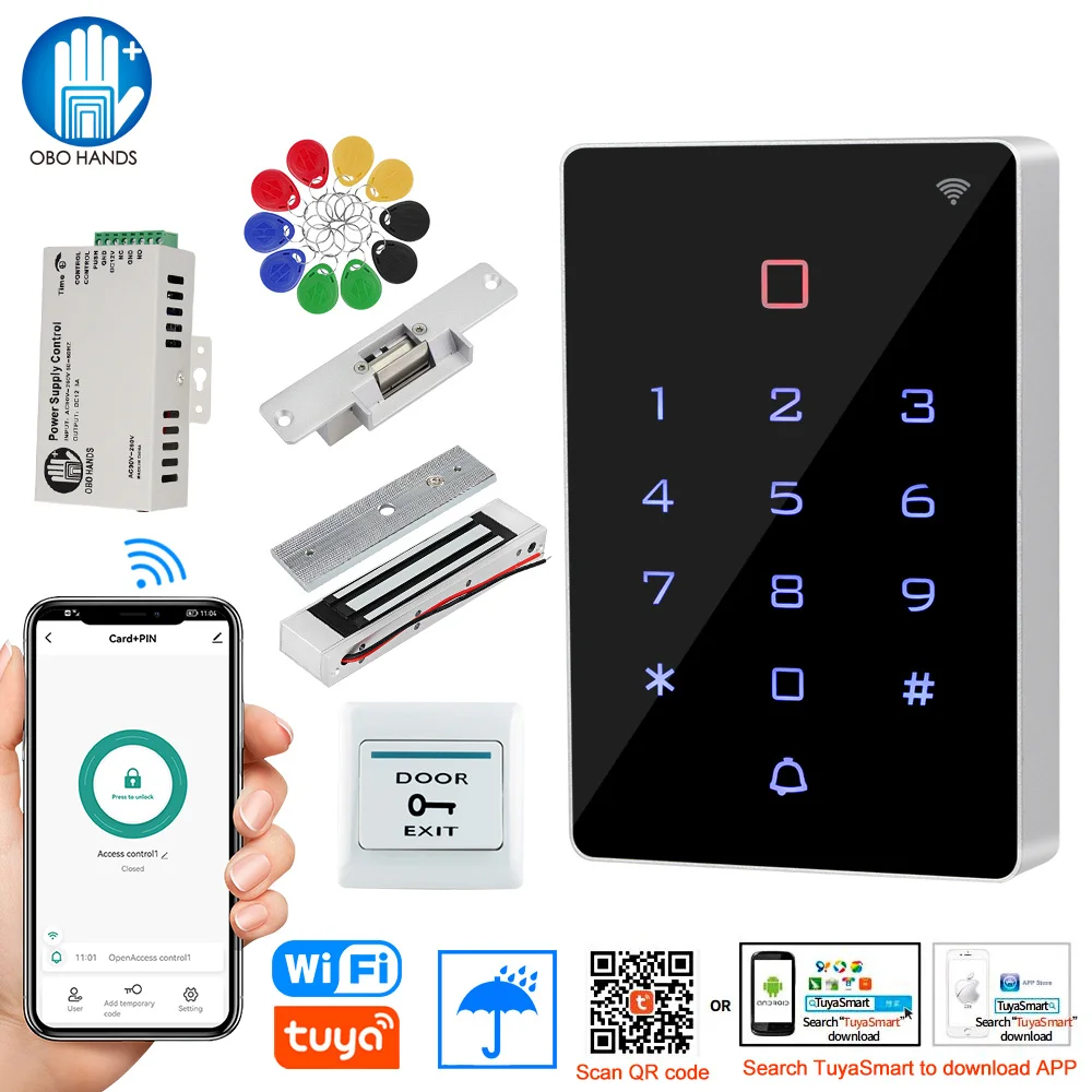 

Complete RFID Access Control System WIFI Tuya Controller Keypad DC12V Electric Magnetic Door Locks Strike Bolt Lock Waterproof