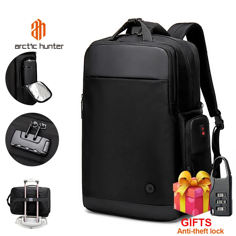 

Arctic Hunter 2023 New Men's Travel Waterproof Backpack USB Charging 15.6" Laptop Backpack with Anti-Theft Lock