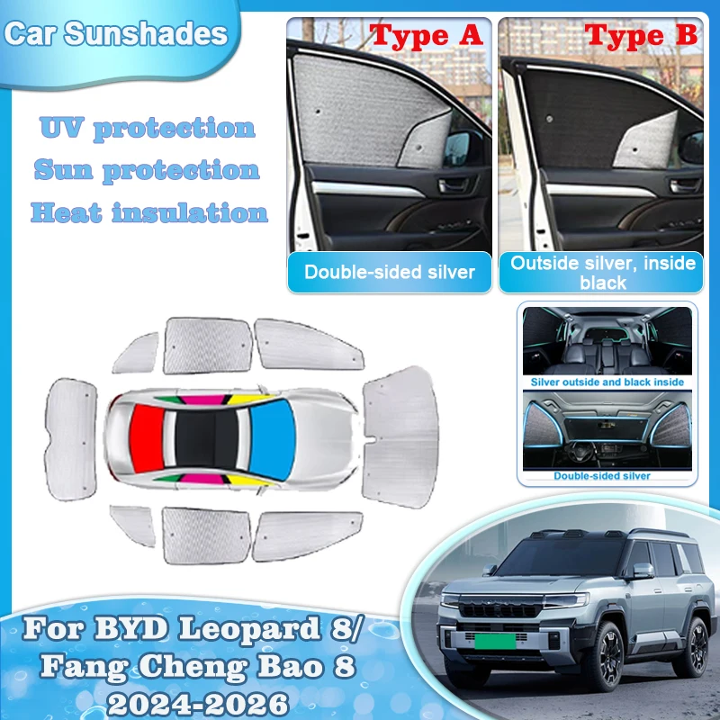 

Автомобильный солнцезащитный козырек для BYD Leopard 8 Fang Cheng Bao 8 Denza B8 2024 2025 2026 Солнцезащитный козырек на лобовое стекло, боковые шторки для окон, автомобильные аксессуары