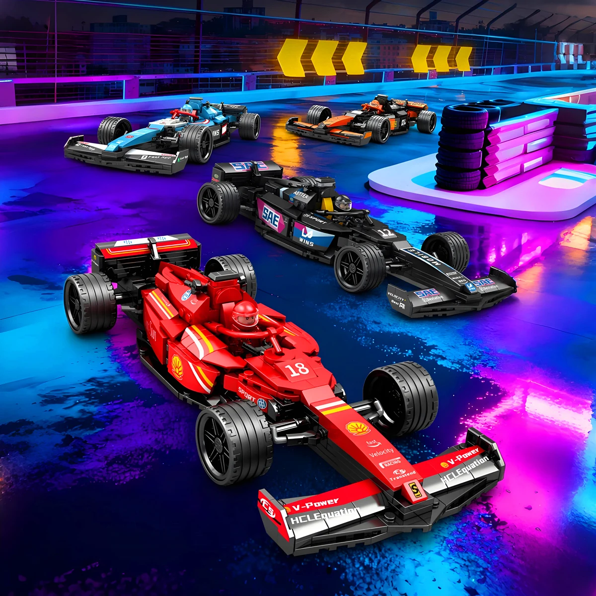 corrida-esporte-carro-equipe-tecnica-vechiel-blocos-criativo-designer-modelo-buiding-bloco-tijolos-kit-brinquedos-presente-de-aniversario-meninos-conjunto