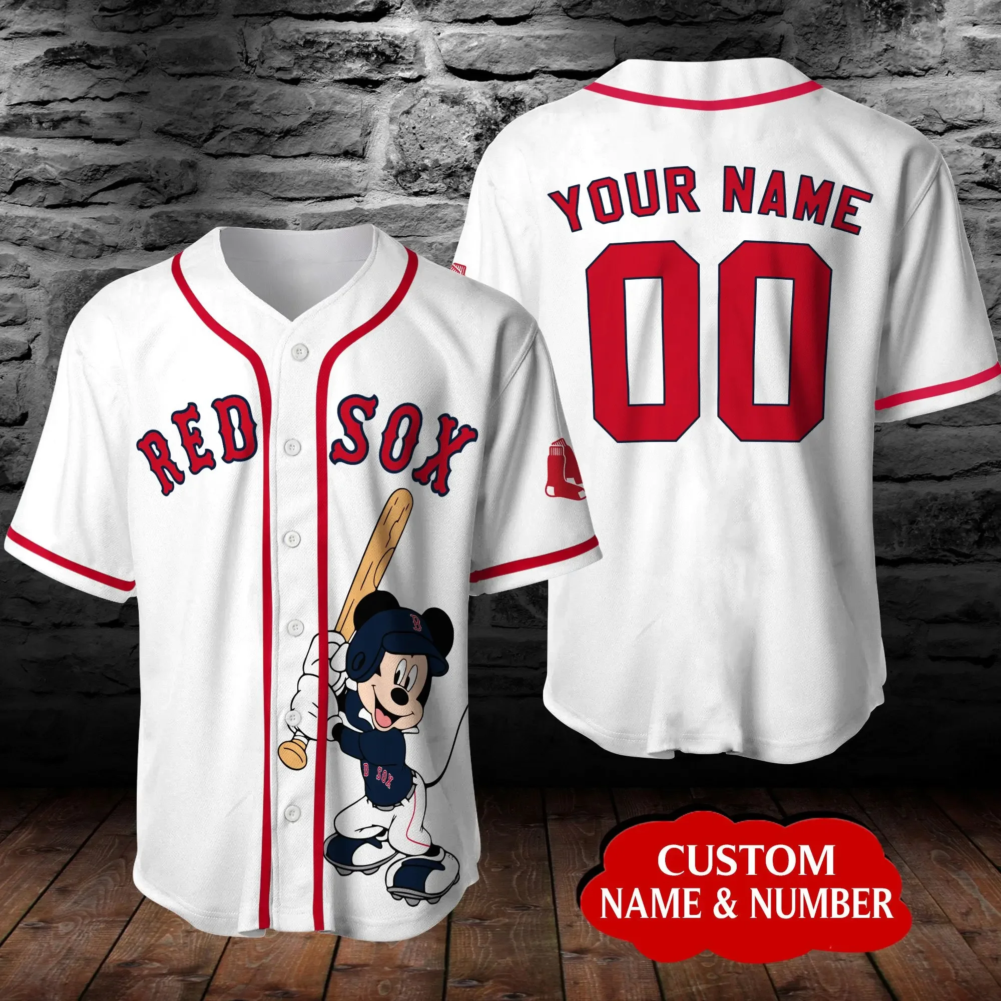 Disney-Camiseta de béisbol personalizada para hombre y mujer, camisa informal de manga corta, Mickey Mouse, Verano