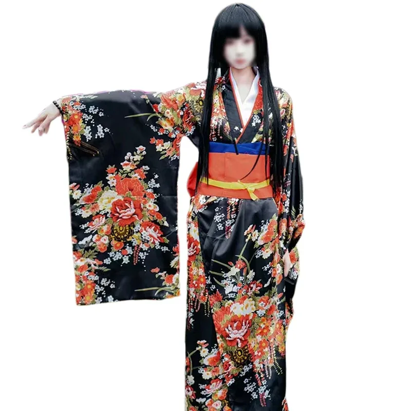 ABC123 أنيمي Jigoku Shoujo تأثيري إنما Ai زي المرأة كيمونو فستان يوكاتا دعوى الفتيات هالوين كرنفال وتتسابق x;3,f'6,h.7;j