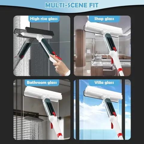 Fönsterputsborste Lång stång Vattenrengörande glas Höghus Avtagbar Dubbelsidig Avtorkning Teleskopisk Sprutborste 10 best sales teleskopisk fönsterputsare - №8