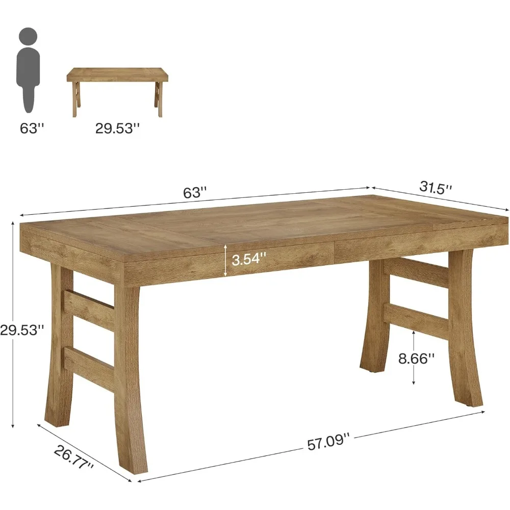 مكتب تنفيذي كبير مقاس 63 بوصة، محطة عمل كمبيوتر متينة الساق، طاولة كتابة على طراز المزرعة لبيئة العمل #2