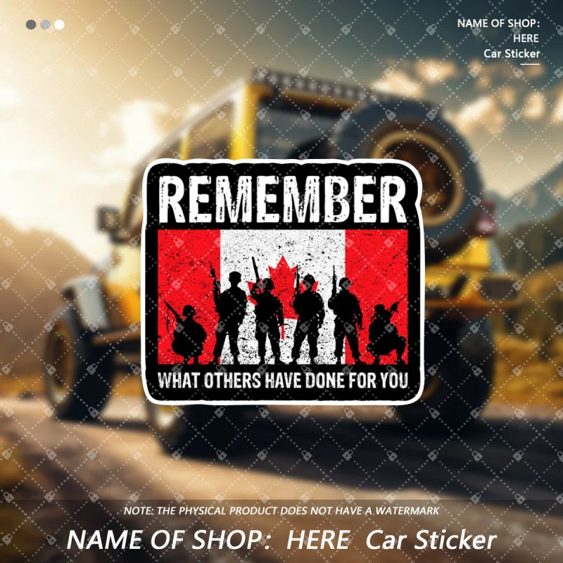 

Canadian Military Commemorative Car Sticker - Patriotic Soldier Outline and Maple Leaf Design