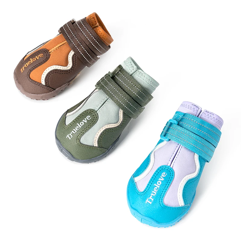 TRUELOVE Pet Shoes TLS3963 Waterproof Trail Shoes For Pets Stone PU TPR Sole Double Hook&Loop Closure Highlighted Reflective