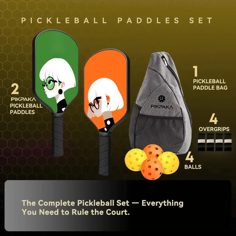 

Pickleball Paddle Set Lightweight Fiberglass 13MM Honeycomb Core Durable Racket with Balls Bag Grip Tape Yayoi Kusama Minimalism