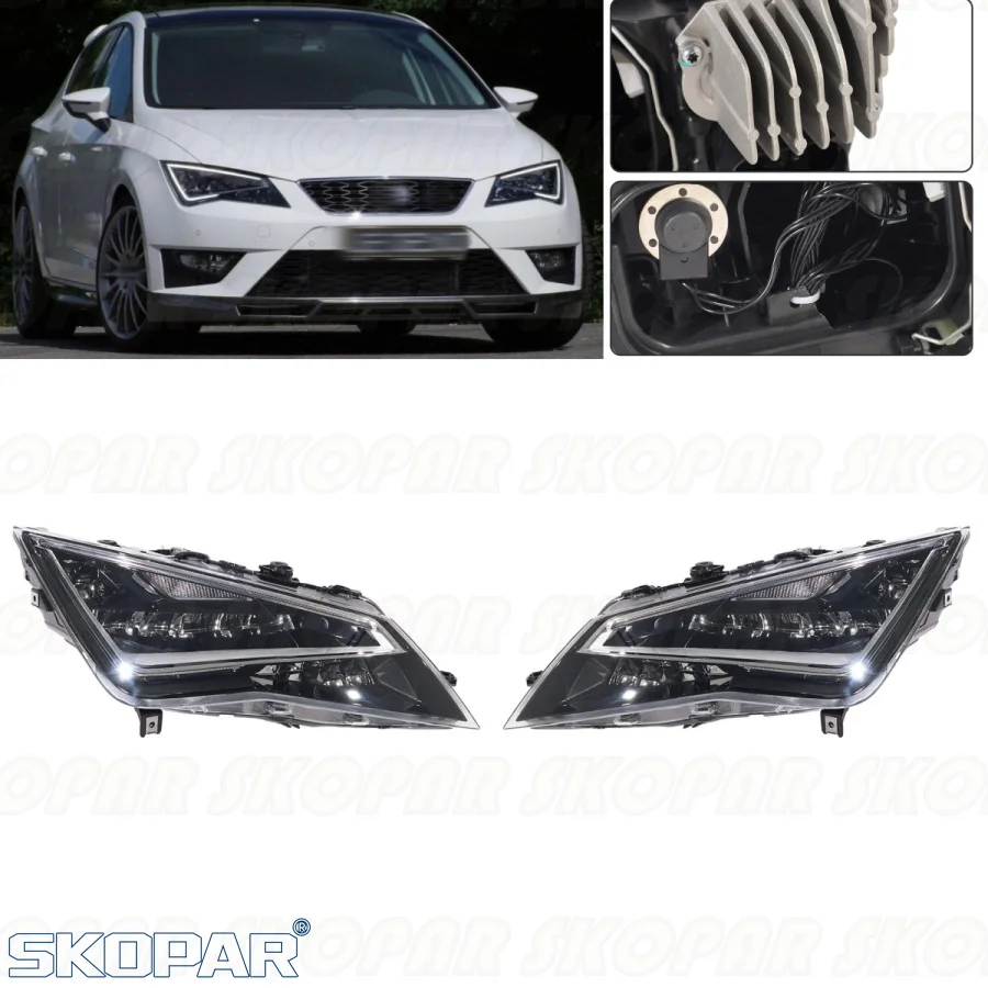 

For Seat Leon FR 2013 2014 2015 2016 LED 11 pin Headlight Car accessories Front Headlamp Without Bulbs 5F1941007B 5F1941008B