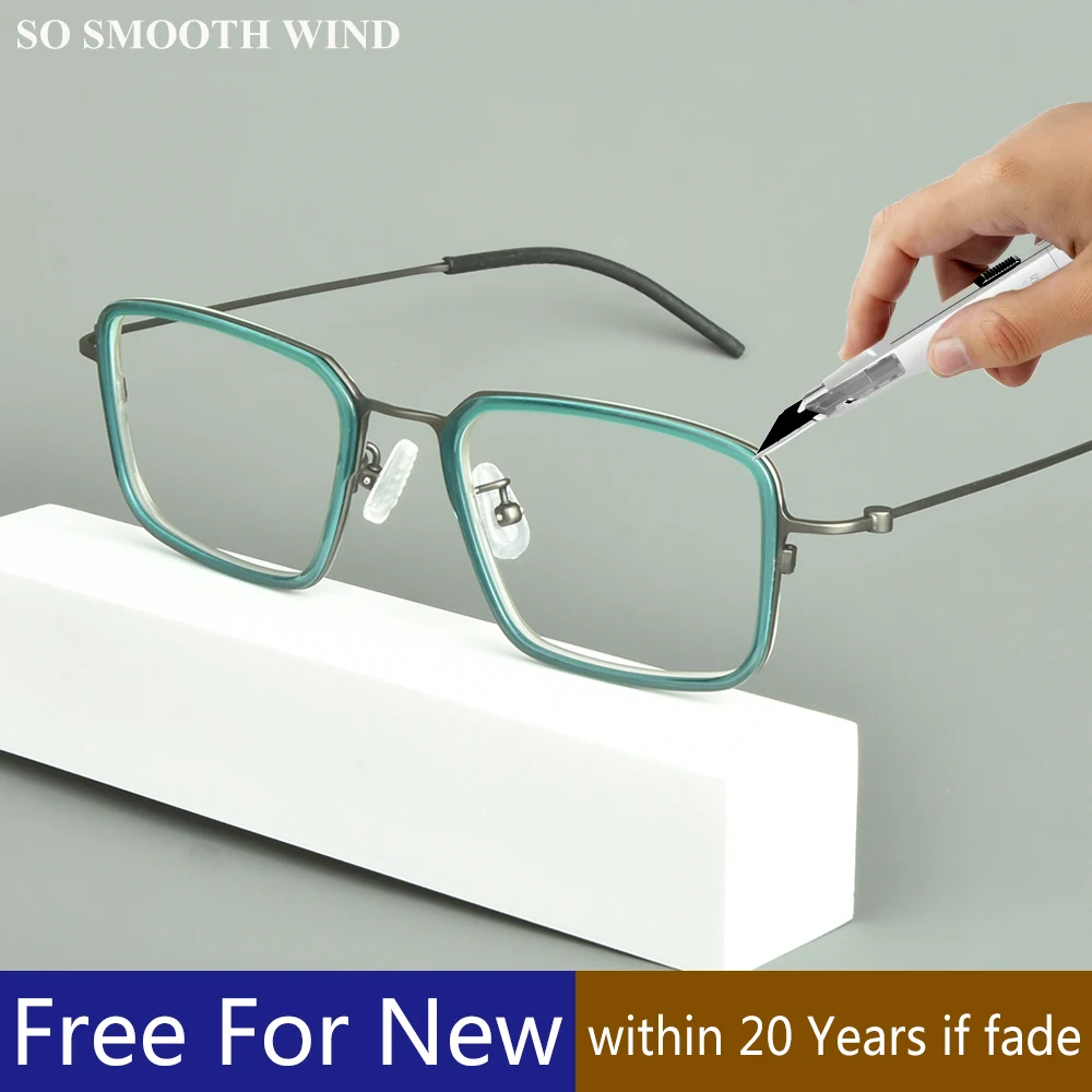 

Handmade Square Pure Titanium Glasses Frame for Big Face Men Women Eyeglasses Ultralight 8g Designer Eyewear Spectacles Gafas