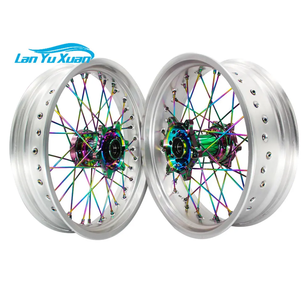 

MOQ 1 Set Factory Price 17 inch 36 Spokes EXC SXF XC SX 250 350 450 Aluminum Alloy racing motorcycle wheels For Motorcycle