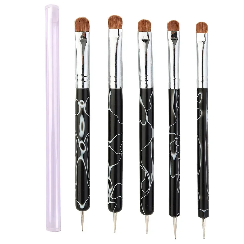 TIANMI Dual End Nail Art Dotting Pen Akrylowa konturówka do rysowania Pędzel do kwiatów Rhinestone UV Gel Carving Painting Pens Manicure Tools