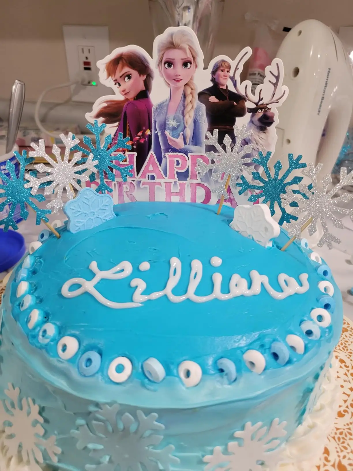 زينة كعكة الأميرة المثلجة ، زينة كيك كب كيك للشتاء ، فضي وأزرق ، لوازم حفلات أعياد الميلاد