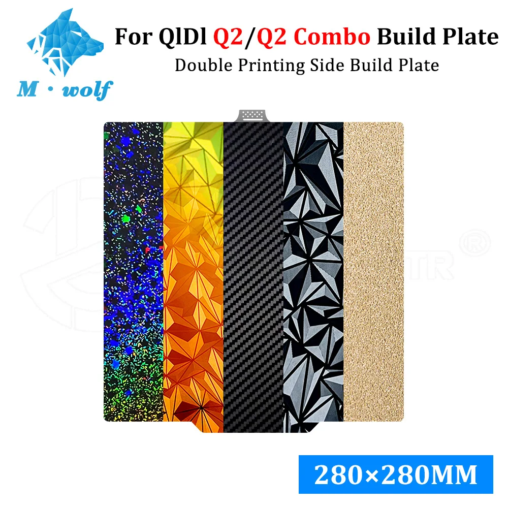 

For QIDI Q2/Q2 Combo Build Plate Double Side Texture PEI PET Carbon fiber PEO Chameleon HeatBed Spring Steel Sheet 280x280mm