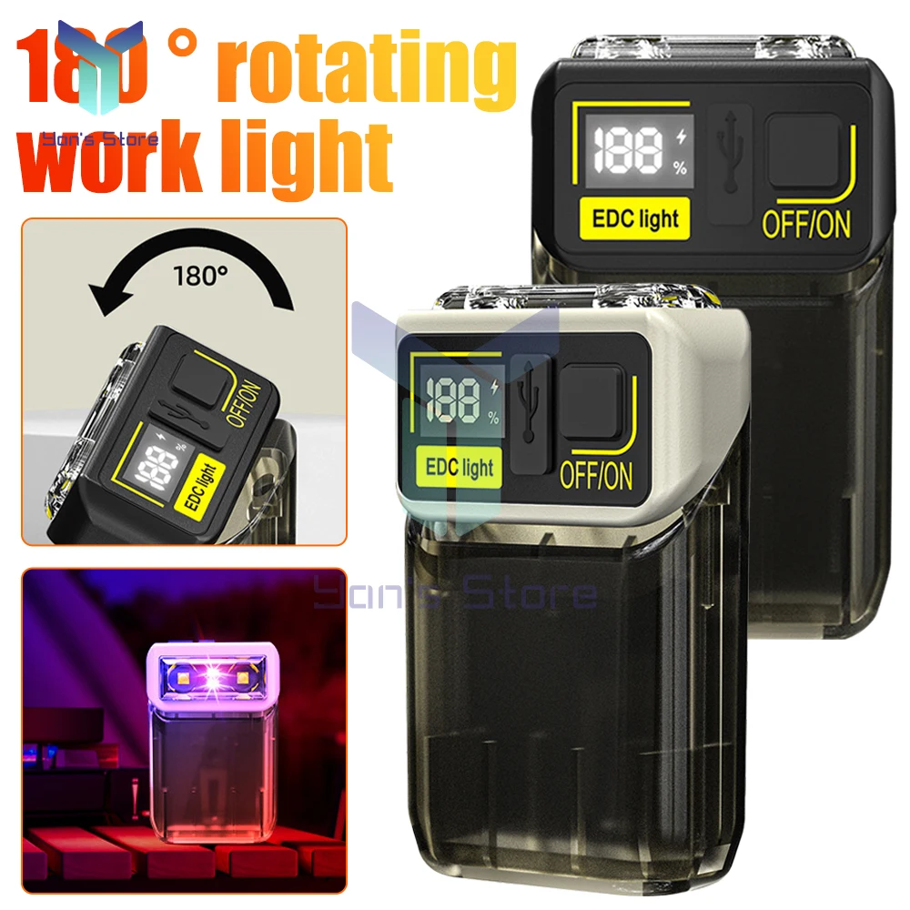 

Новый светодиодный фонарик Type-C Зарядная лампа Вращение головки с магнитным Многофункциональный мини-брелок Аварийный портативный свет