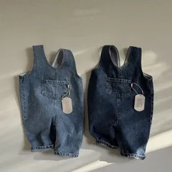 Mono sin mangas para bebé, pantalones con tirantes de mezclilla a la moda, monos informales para niño y niña, ropa para niños, novedad de verano 2024