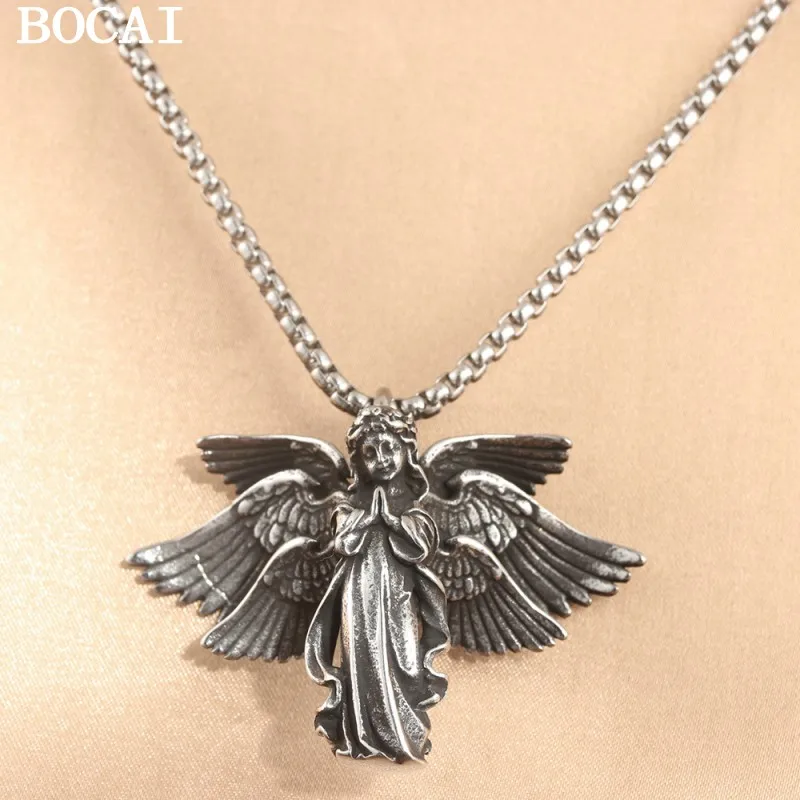 

BOCAI новые настоящие серебряные ювелирные изделия S925, оригинальные шесть крыльев, кулон с ангелом для мужчин и женщин, трендовые подарки для пар