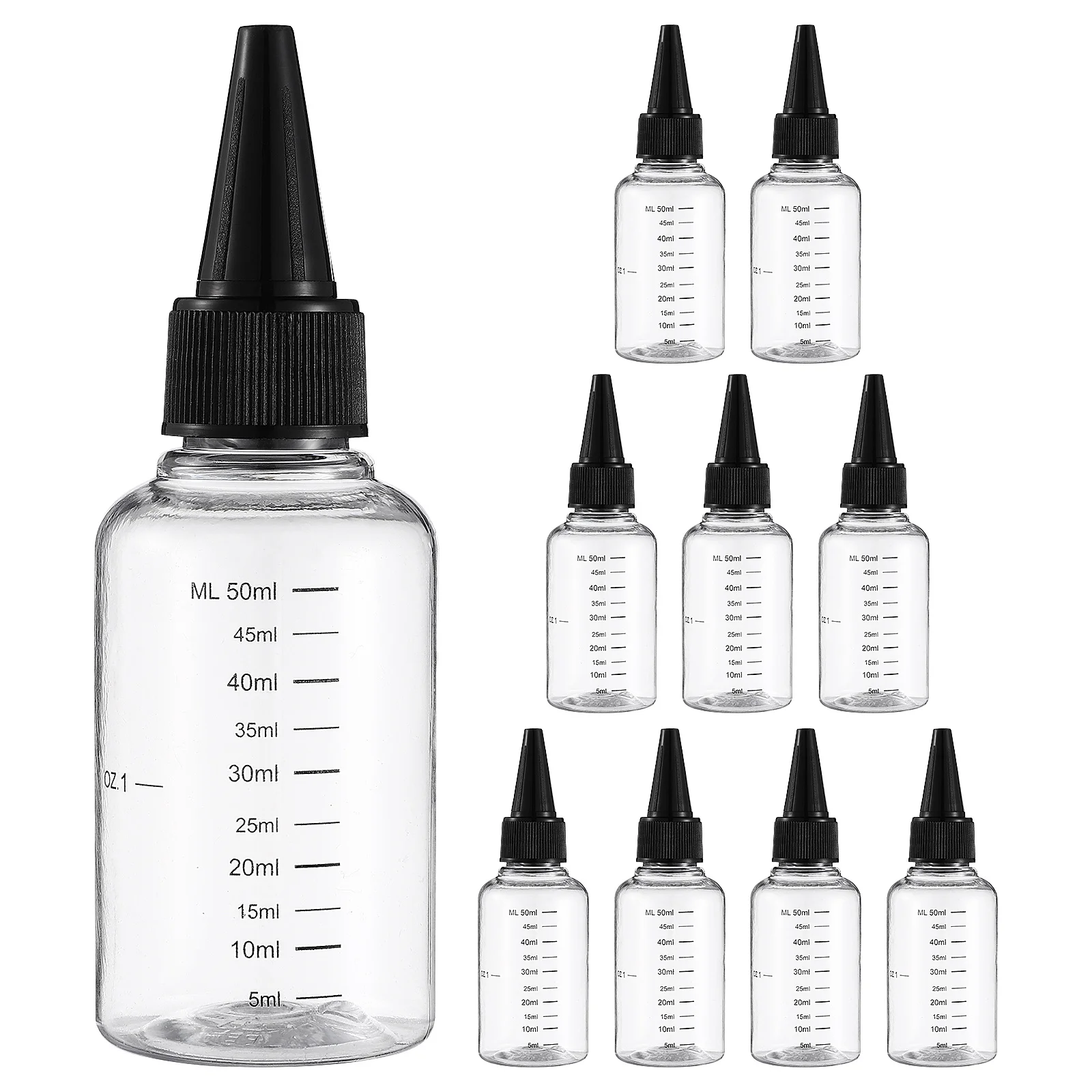 Bouteilles à presser transparentes de 50Ml, 10 pièces, pointe pointue pour teinture capillaire, réparation des rayures de voiture, artisanat d'art, applicateur en plastique rechargeable
