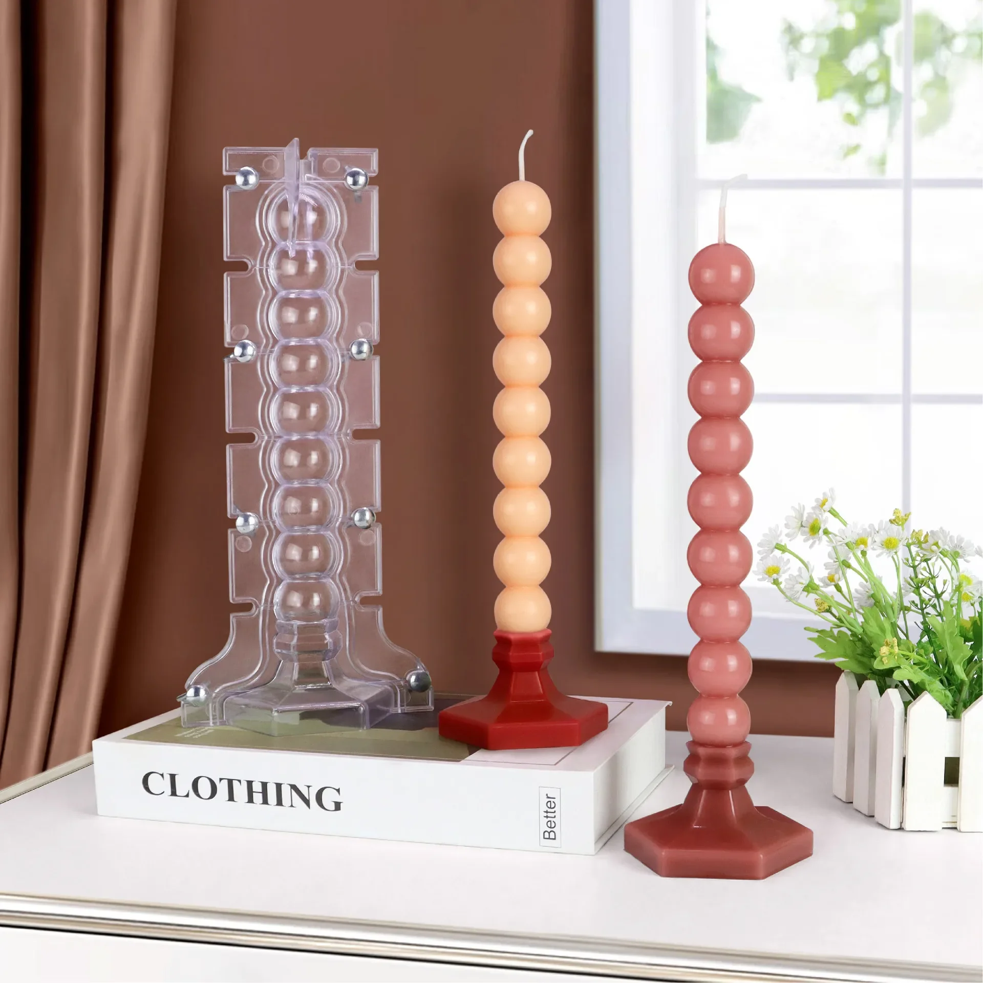 Spherical stacked cylindrical acrylic PC candle mold Ball candle holder shape plastic candle mould Roman Column plastic molds