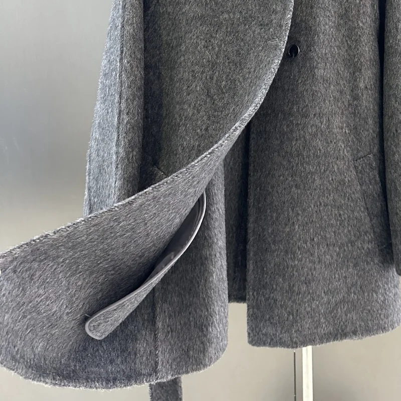 เสื้อโค้ททวีดขนสัตว์คุณภาพสูงสำหรับผู้หญิง ความยาวปานกลาง มีปกเสื้อ - เสื้อผ้าหรูหราสำหรับสุภาพสตรีในฤดูใบไม้ร่วงและฤดูหนาว 251106139