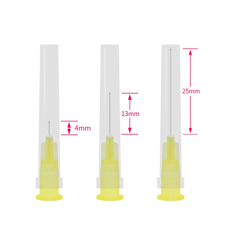 100Pcs 25g 27G 30G 31G 32G 33G 34G 1.5/2.5/4MM/13mm painless small superfine injection cosmetic sterile needle beauty tool