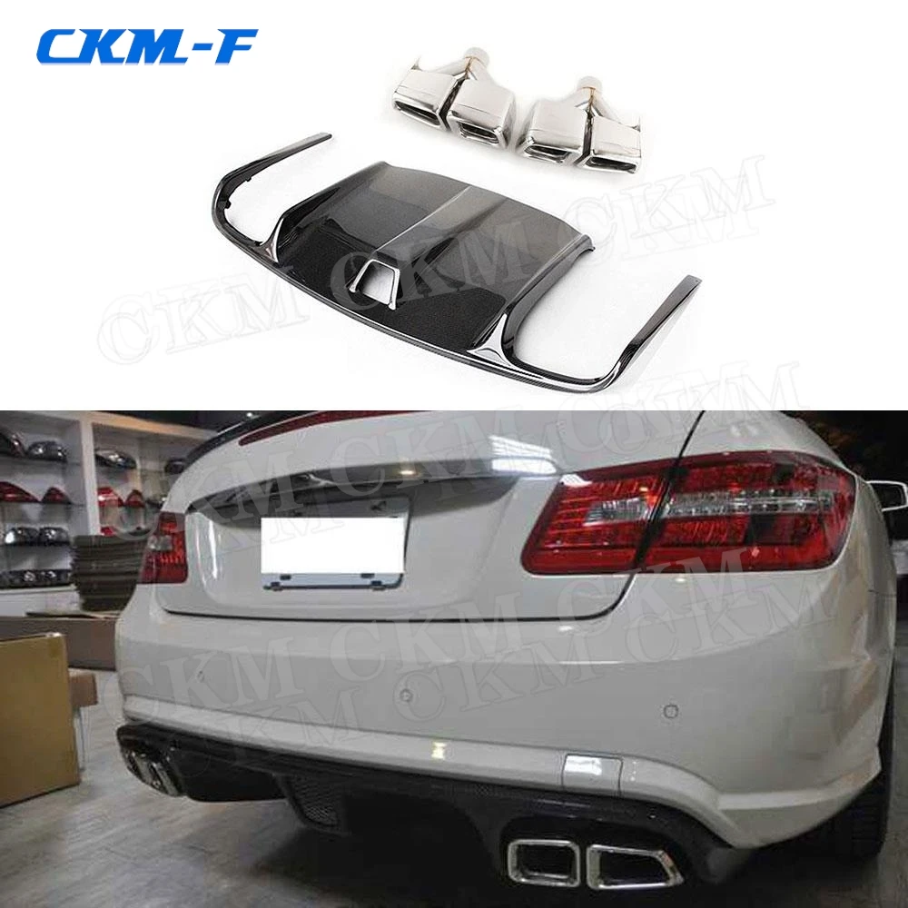 Carbon Fiber Rear Bumper Lip Diffuser with Exhuast Tips Body Kit For Benz E Class W207 C207 Coupe E260 E300 E350 Sport 2009-2012