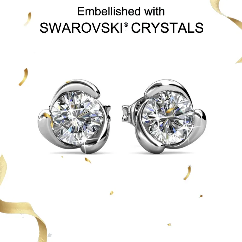 

Daisini Женские серьги из стерлингового серебра 925 пробы, шпильки для пирсинга со стразами Swarovski, элегантные блестящие модные украшения