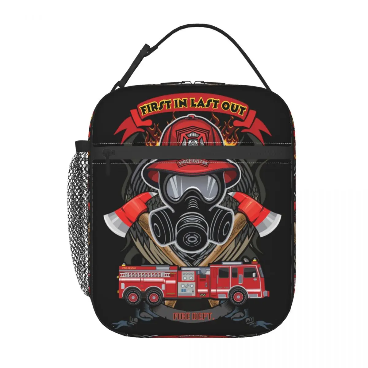 Vintage Fire Rescue Fireman Skull Firefighter Insulated Lunch Bag Women Waterproof Thermal Cooler Lunch Box Office Work School