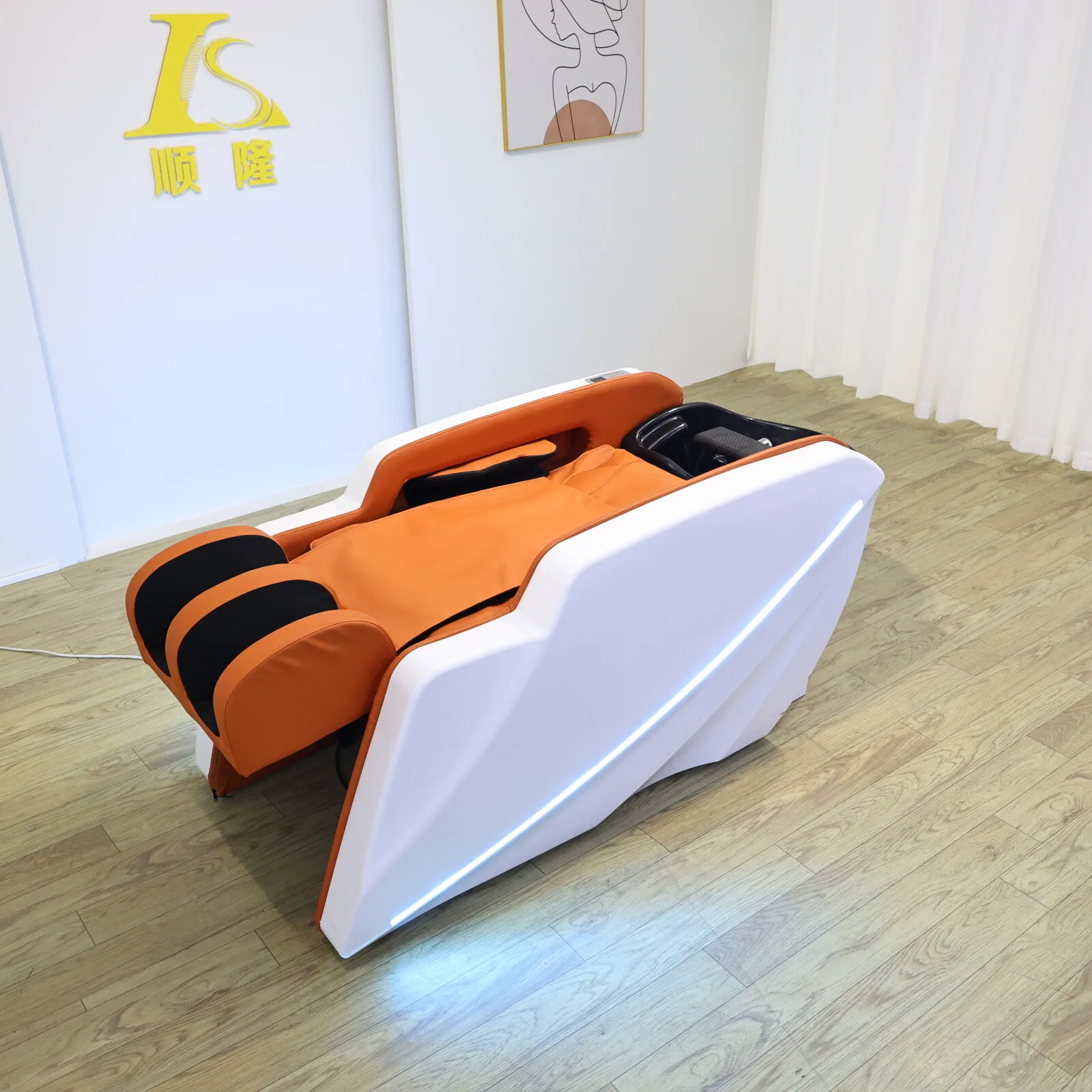 سرير تدليك كهربائي لغسل الشعر، سرير شامبو، خدمة تصفيف الشعر الراقية، الأثاث التجاري في المناطق اللامعة