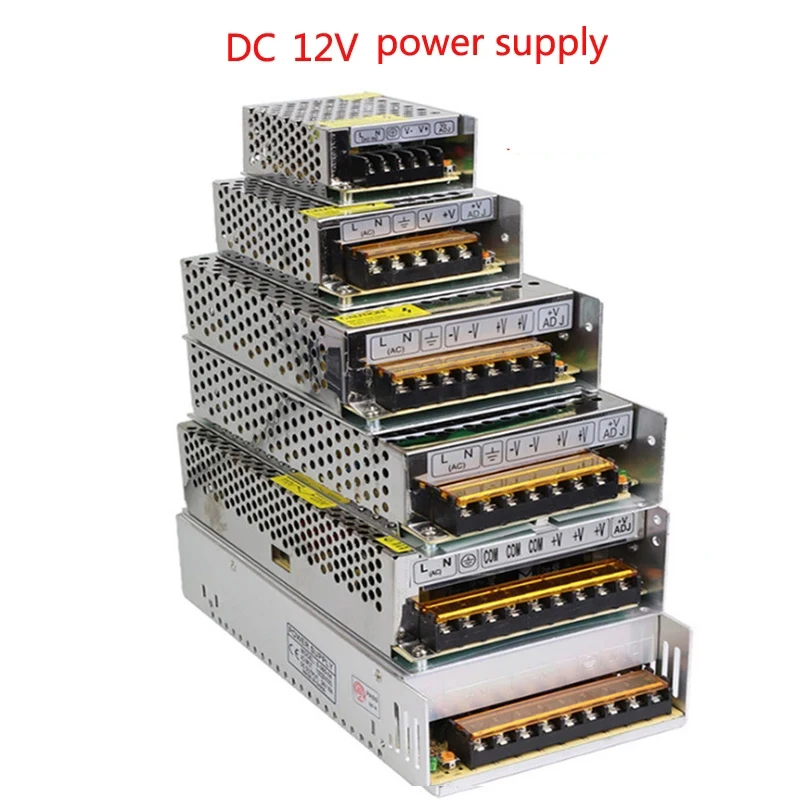 Adaptador de corriente de conmutación, controlador de CC de 12V, fuente de alimentación Led, transformador de luz, adaptador de fuente SMPS para tiras LED CCTV