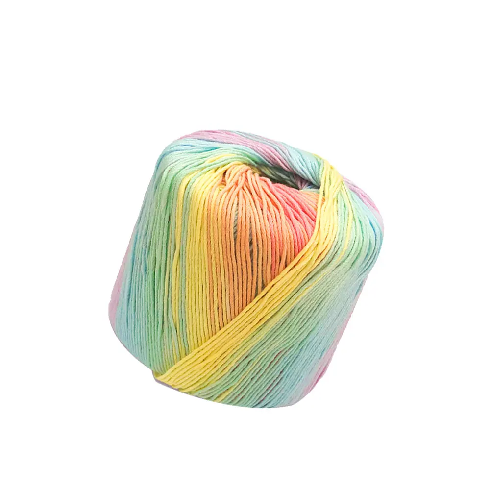 

133M Thick Soft Cotton Yarn for Knitting Crochet Scarves Hats Gloves Rainbow Gradient Craft Material Durable Comfortable Lace
