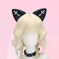 Y2K Gothic Punk Cat Ear Headband Wholesale Dark Kawaii Animal Cosplay Accessories Cross Hair Clip for Women Halloween