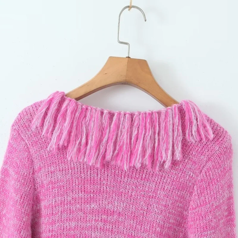 Casual Sle Mixed Fiber Tassel Collar Zipper ort Sve Women's Sweater Bell Sve Outerwear Top Sweet Cool Autumn Winter